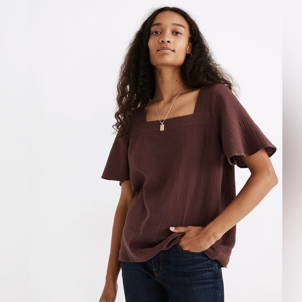 Madewell Lightspun Gauze Square Neck Blouse